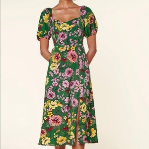 Sugarlips Floral Alessi Puff Sleeve Midi Dress